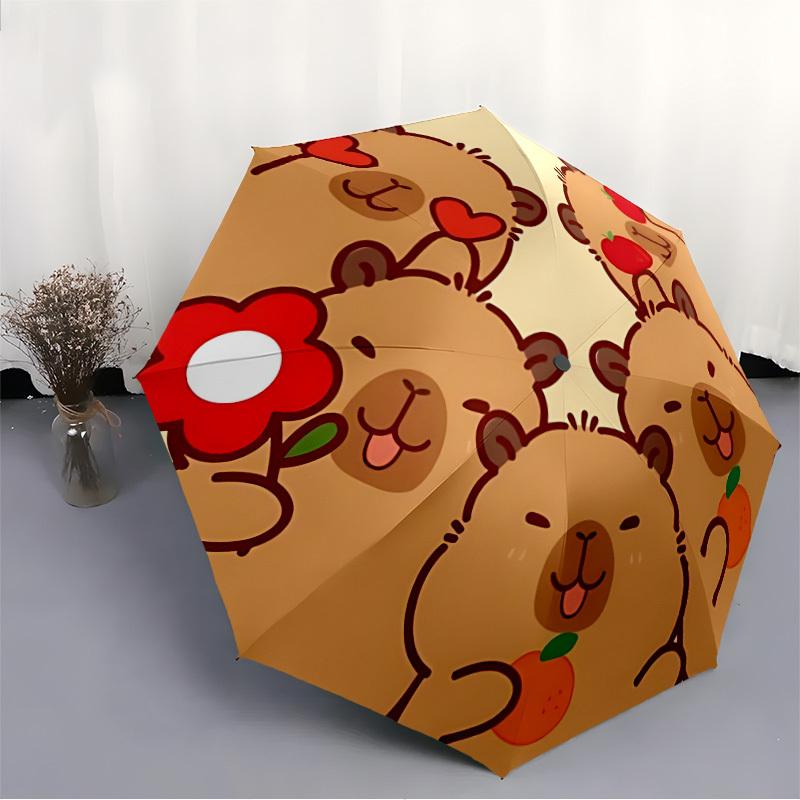 1pc Capybara Automatic Folding Umbrella, Sturdy And Durable Automatic Folding Umbrella with 8 Ribs, Convenient for Outdoor Use074