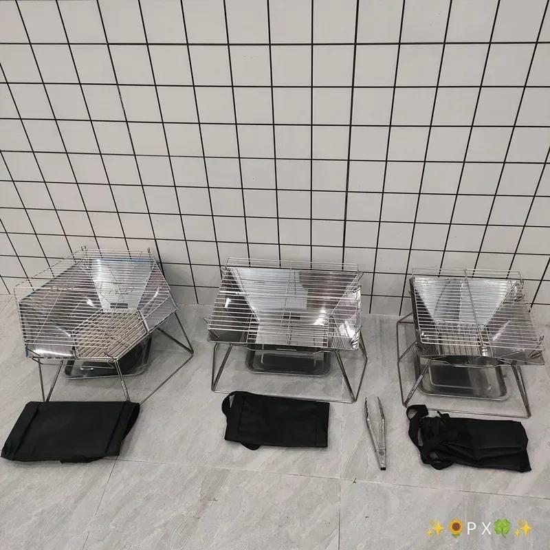 Portable Stainless Steel BBQ Grill - Non-stick Folding Barbecue Tool for Outdoor Camping, Picnic & Campfire