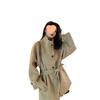 Koreaanse wollen jas voor dames - Herfst/winter, opstaande kraag, petite, losvallende bovenkleding