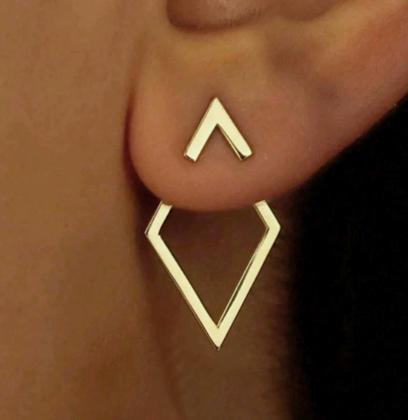 Gold Hollow Out Earrings for Women Double Layer Elegant Design one size золотой