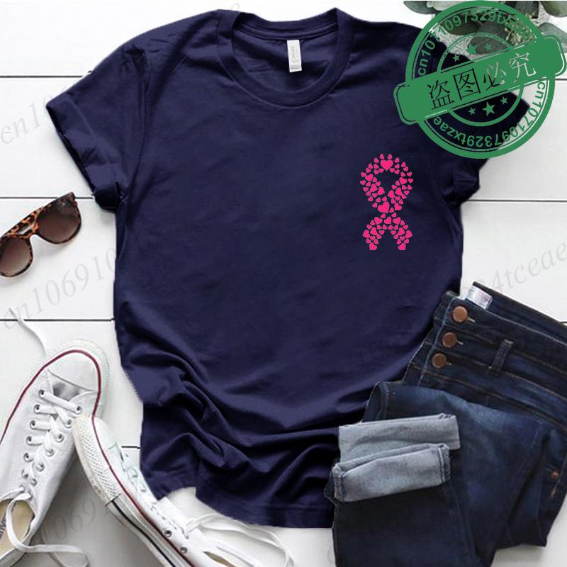 Breast Cancer Awareness Printed Women Tshirt Short Sleeve Pink Clothes Tops Breast Cancer Survivor Tee Shirt Clothing for Women