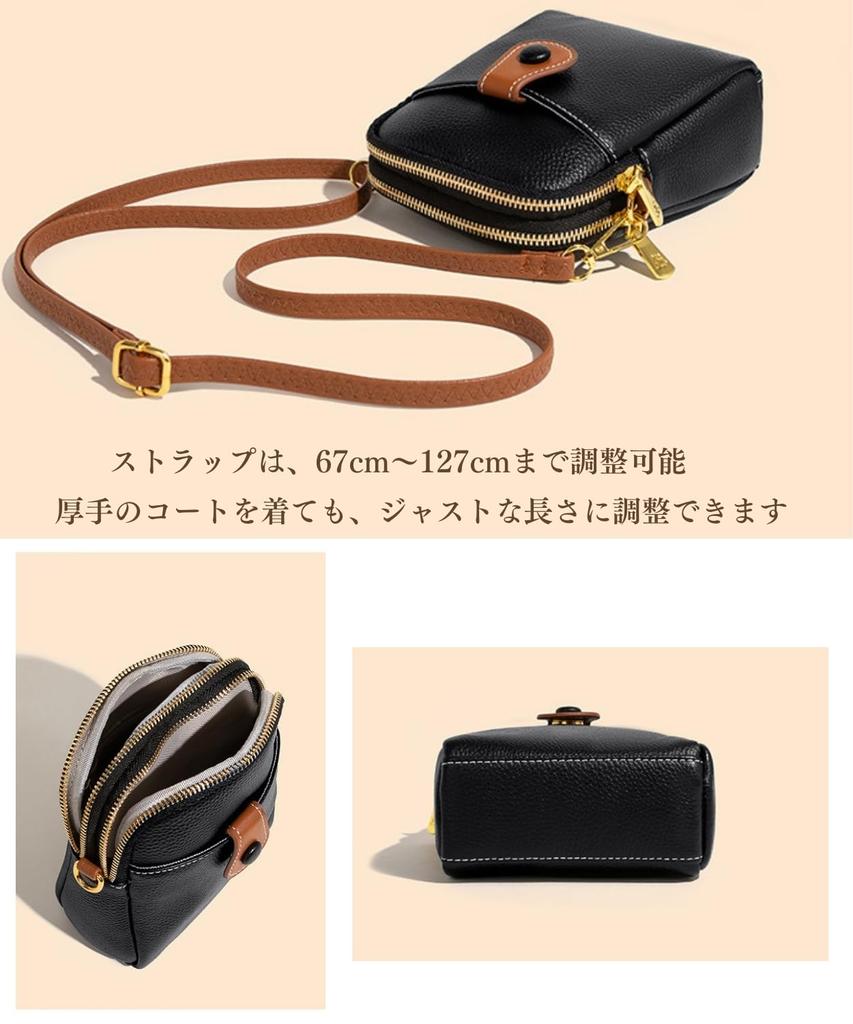 Molena Women's Genuine Leather Shoulder Bag, Pochette, Smartphone Pouch, Small, Compact, Lightweight, Soft Zipper Closure, Elegant and Stylish,