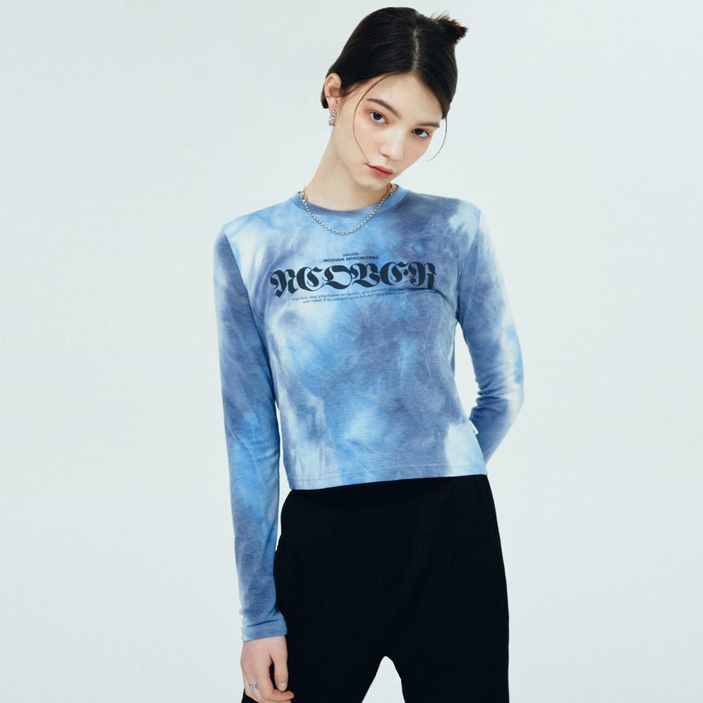 Uncover Roman Typo Tiedye Long Sleeve-Blue Free