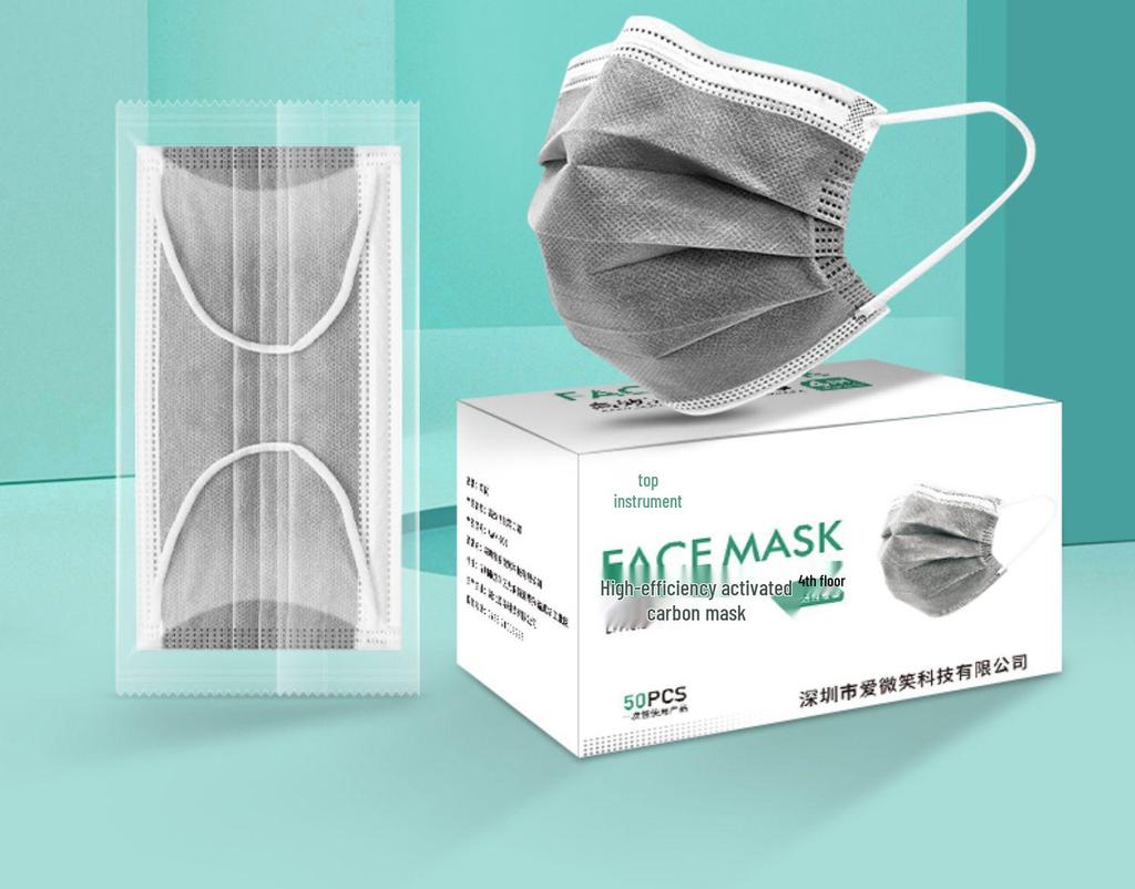 Gray Activated Carbon Disposable Dust Mask for Adults