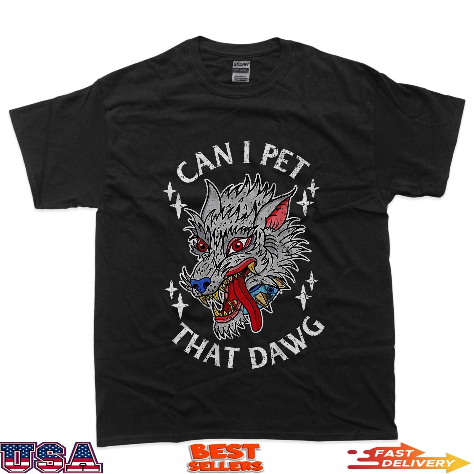 Can I Pet That Dawg Can I Pet That Dog Wolf Tattoo Art BACK T-Shirt XL