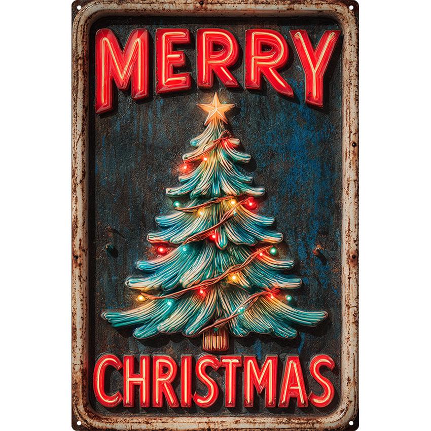 Retro Christmas Aluminum Wall Art for Home and Restaurant Decor