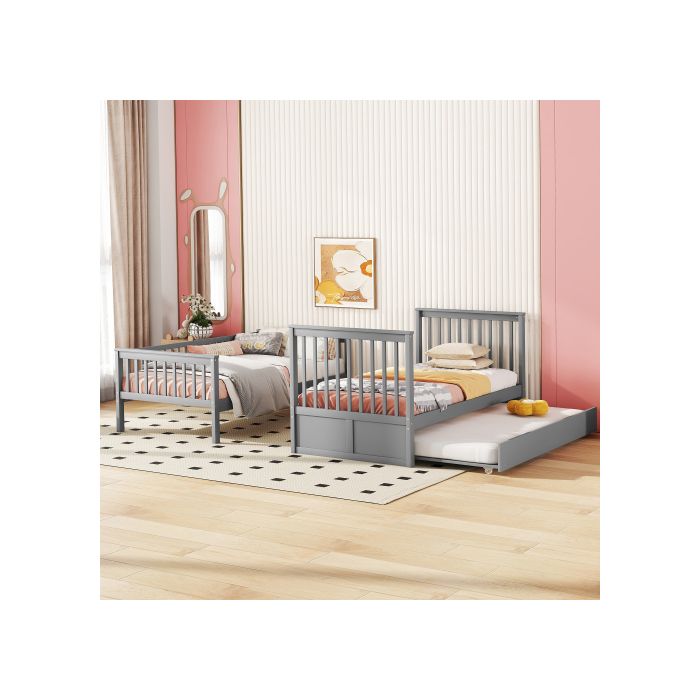 Lits superposés - MUVOE - 90*200cm - Gris - 3 places - Design contemporain