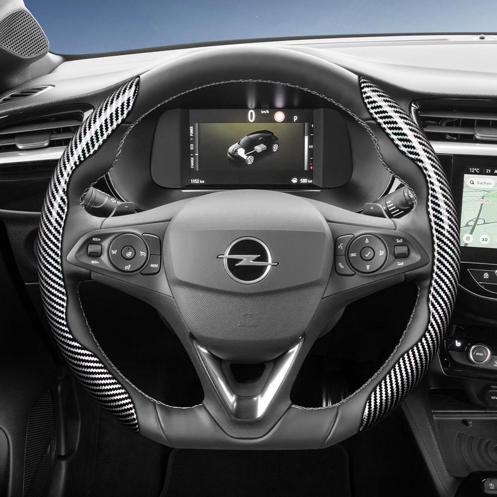 Geeignet für Opel Carbonfaser-Textur Lenkradabdeckung mit segmentiertem Schnellverschluss-Design, Langlebig, für Modelle wie Corsa, Mokka, Astra