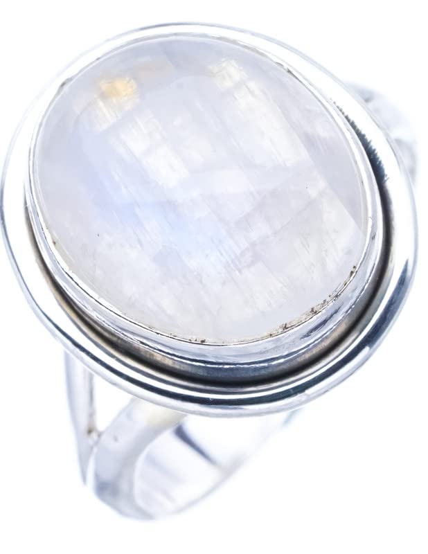 

StarGems® Natural Moonstone Handmade 925 Sterling Silver Ring 4.25 F0769