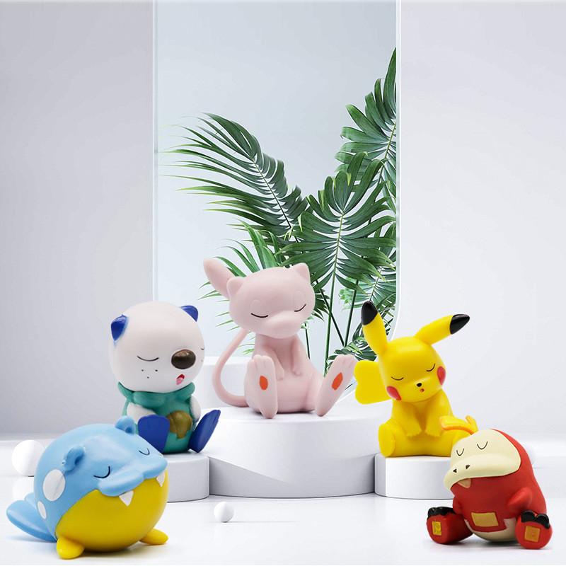Pikachu 5pcs Sleeping Action Figure Capsule Toy Anime Collectible Doll