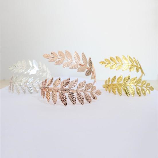 Fashion Women Metal Leaf Charm Open Bracelet Arm Cuff Armlet Bangle Fine Jewelry