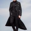 Men's Long Sleeve Longer Solid Colour Trench Coat Fashion Long Sleeve Lapel Casual Jacket