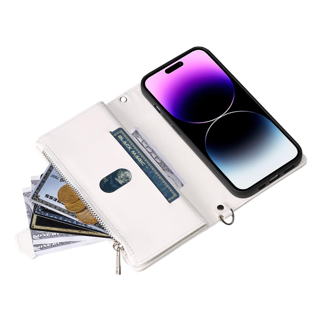 Styl 005 Pouzdro pro iPhone 16 PU kůže Peněženka Kryt na telefon Kosočtvercové prošívání