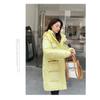 Giacca imbottita in piumino spesso da donna, design medio e lungo, con cappuccio, alla moda, versatile, imbottita, marea