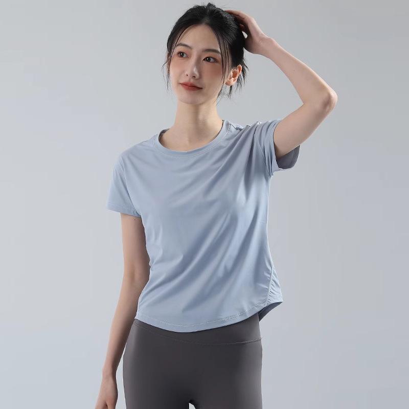 Yoga clothes women's Pilates training clothes summer thin loose quick-drying running sports fitness tops breathable mesh