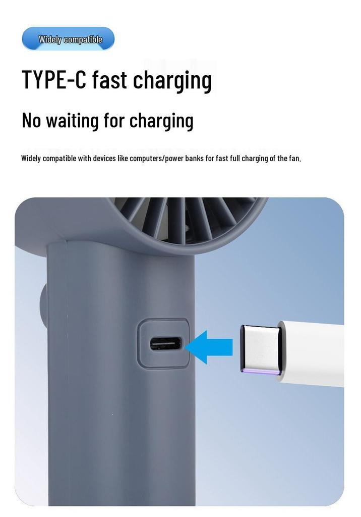 High-Speed USB Rechargeable Portable Mini Handheld Fan with 100-Speed Turbine Power for Strong Wind