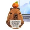 Positive Crochet Animals Capybara Doll With Card Desktop Ornament Handmade Knitted Cheer Up Capybara Doll Home Room Decor