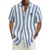 2025 Hawaiian Shirt Men's Summer New Coconut Tree Striped Short Sleeve Shirt Tops Casual Popsicle Shirt Button polyester Clothes