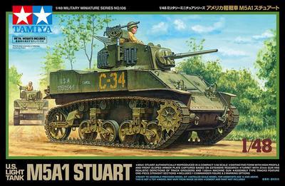 Tamiya 1/48 Military Miniature Series No. 106 American Light Tank M5A1 Stuart Plastic Model 32606 (Tank)