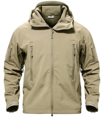 TACVASEN Sharkskin Softshell Fleece Stylish Sports Airsoft Size 3XL Men's Water-Repellent Coat, Jacket, Gear, Khaki,