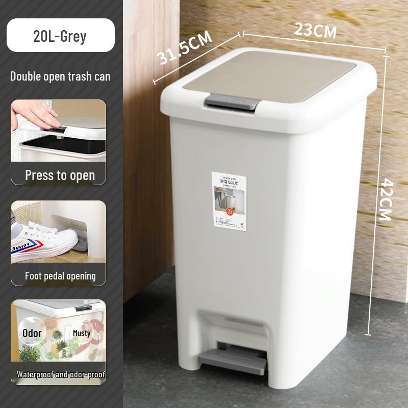 Large Foot-Operated Trash Can with Lid for Living Room