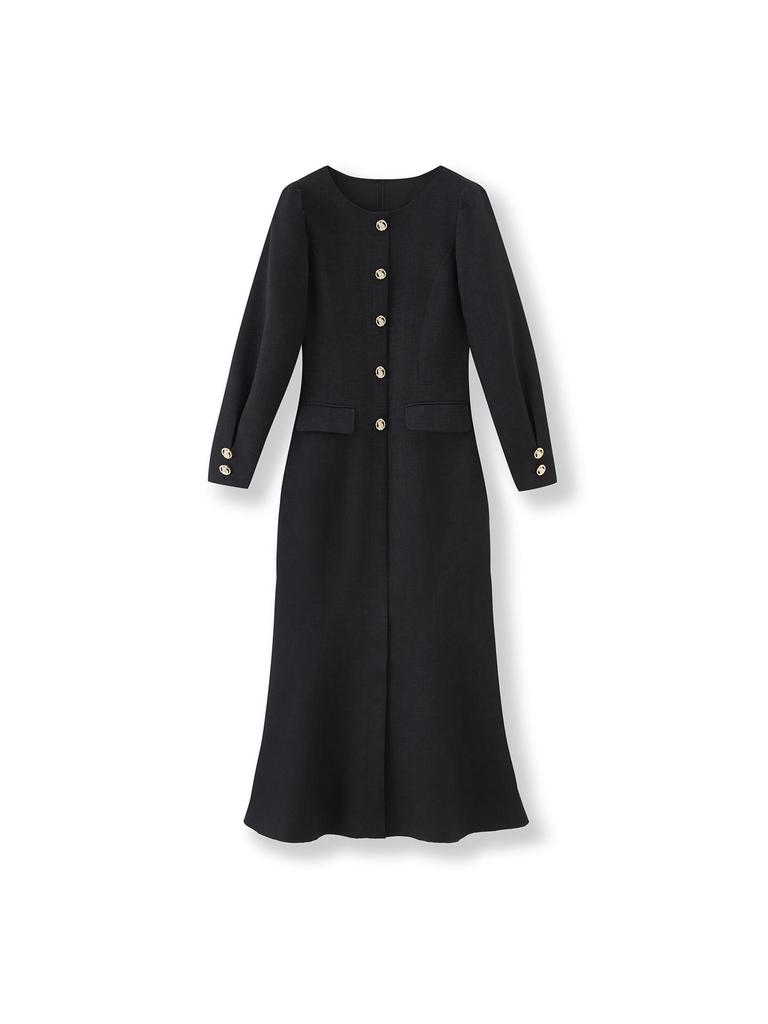 Elegantes Herbstkleid mit Fischschwanzsaum, tailliert, langärmlig für Damen