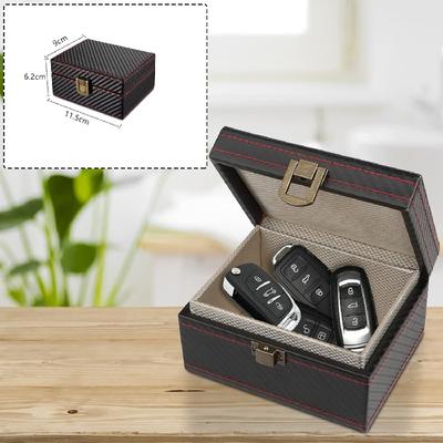 Autoschlüssel-Keyless-Signalabfänger schwarze PU-Lederschale Diebstahlschutz-Schlüsselanhänger RFID-Signalabschirmbox Strahlungssicherheit