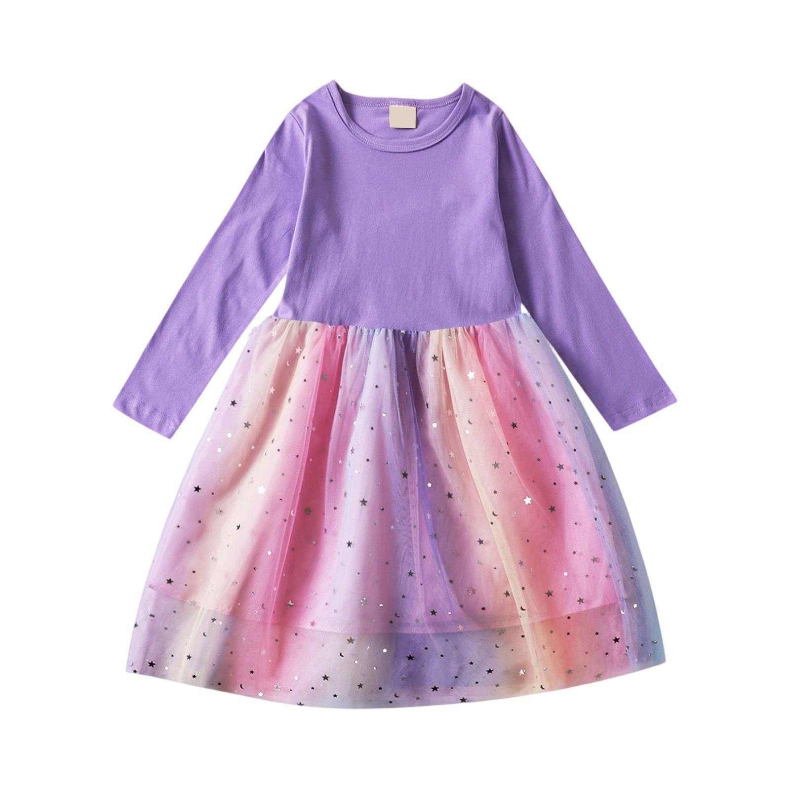 

Girls Long Sleeve Dress - Tulle Party Gown 110 фіолетовий