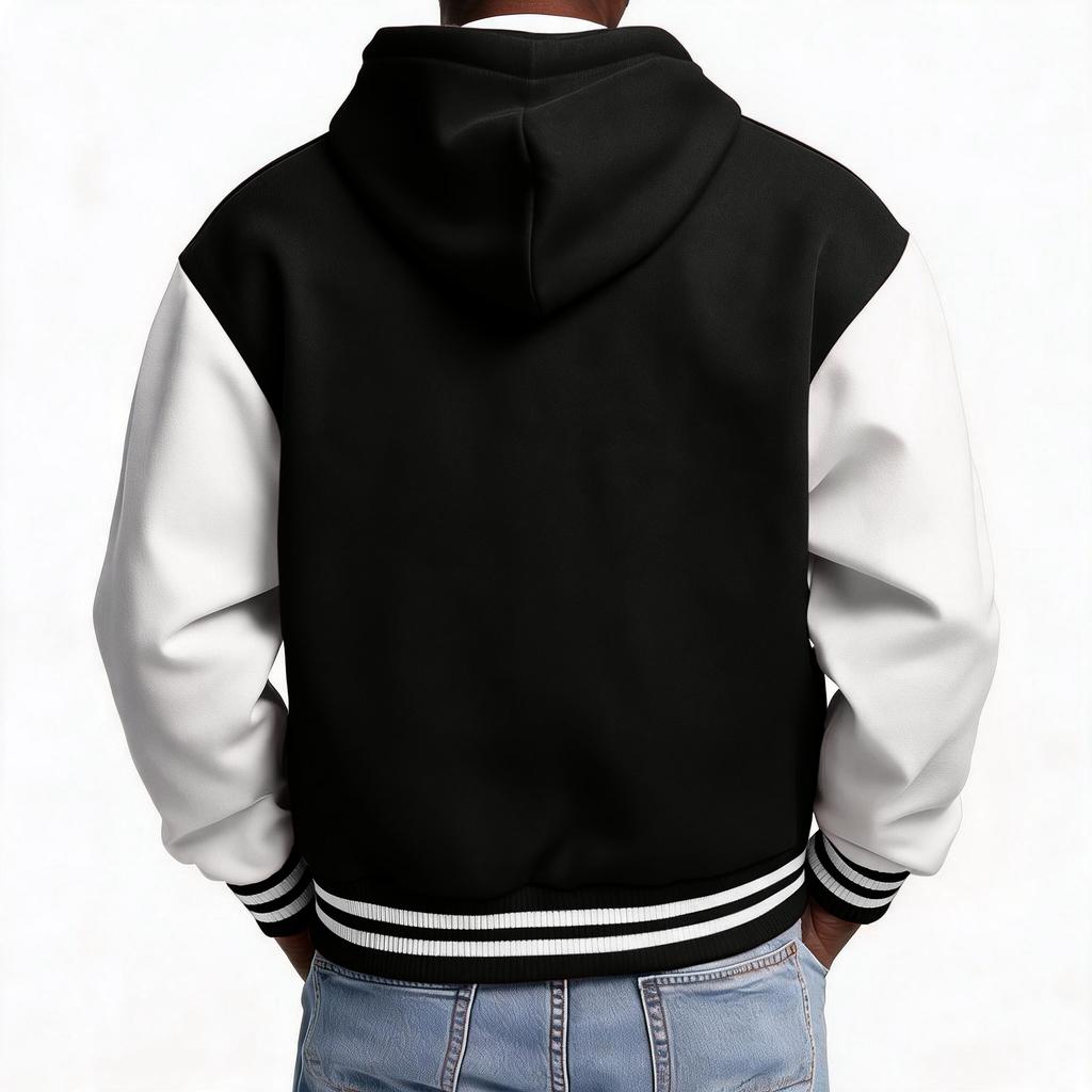 Giacca Casual con Cappuccio da Uomo con Zip - Giacca da Baseball Foderata per l'Uso Quotidiano