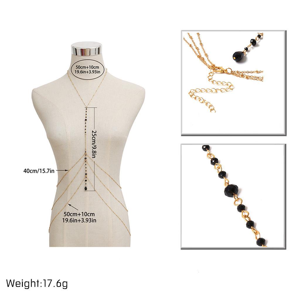 IngeSight.Z Simple Style Chain Necklace Belly Body Chain Fashion Sexy Copper Sequins Body Chain Jewelry for Women Beach Party