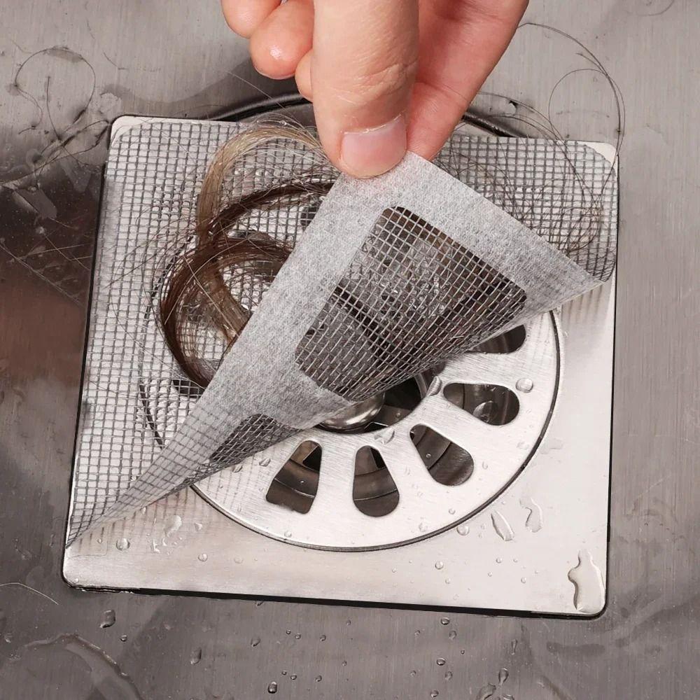 30Pcs Anti-blocking Disposable Hair Catchers Mesh Filter Mesh Stickers Shower Drain Cover  Bathroom