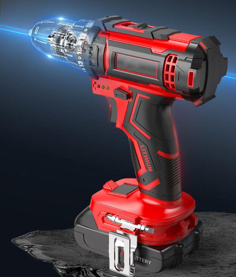 Cordless Lithium Battery Drill Hand Tool Set for Electricians & Carpenters - Multifunctional Repair Kit with Tool Box