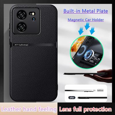 Pro pouzdro xiaomi 13t pro kožené magnetické držák do auta pouzdro na telefon pro xiaomi 13t mi113 mi 13 t pro xiaomi13t nárazuvzdorný zadní kryt
