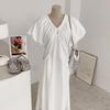 Honey J Women Hello Co Shoulder Banding Flare Pocket Long Dress 3 Colors