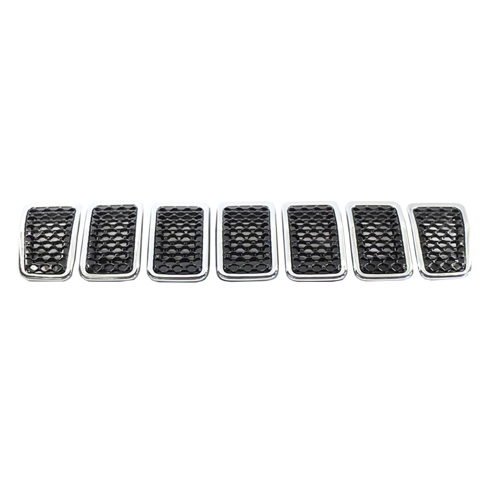 7 Pièces Grille Avant en Maille ABS Couvercle de Calandre Garniture 6AZ88DX8AB pour Jeep Cherokee