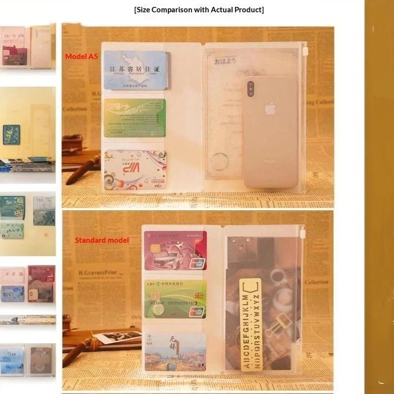 Plastikowa torba na zamek błyskawiczny do notatnika Midori Travelers Notebook, dziennika, planera, akcesorium, uchwyt na karty, przechowywanie, standardowy/kieszonkowy/paszportowy