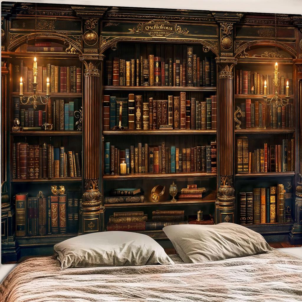 VIKAMA Mörk Magi Bokhylla Tapestry Hippie Helgon Rönn Tapestry Vägghängande Vardagsrum Sovrum Bibliotek Bok Tapestry