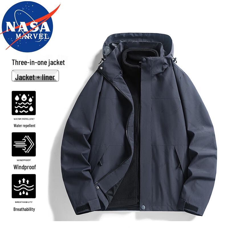 NASA MARVEL Men's 3-in-1 Detachable Windbreaker Jacket