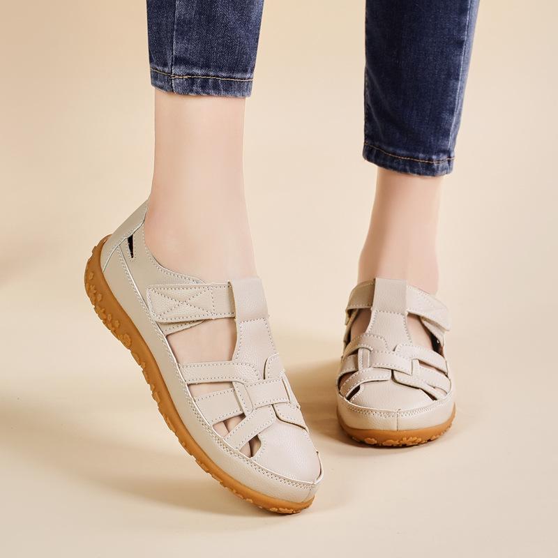 Plus Size Summer Retro Sandals: Soft Sole Velcro Beach Shoes for Women