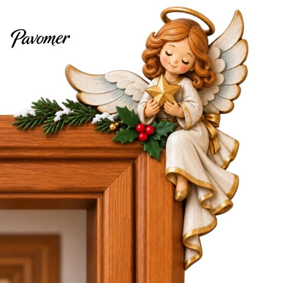 Holiday Door Decor Christmas Wooden Topper, Funny Snowman Nutcracker Penguin Angel Santa Claus Indoor Decoration Frame Corner Sign for Window