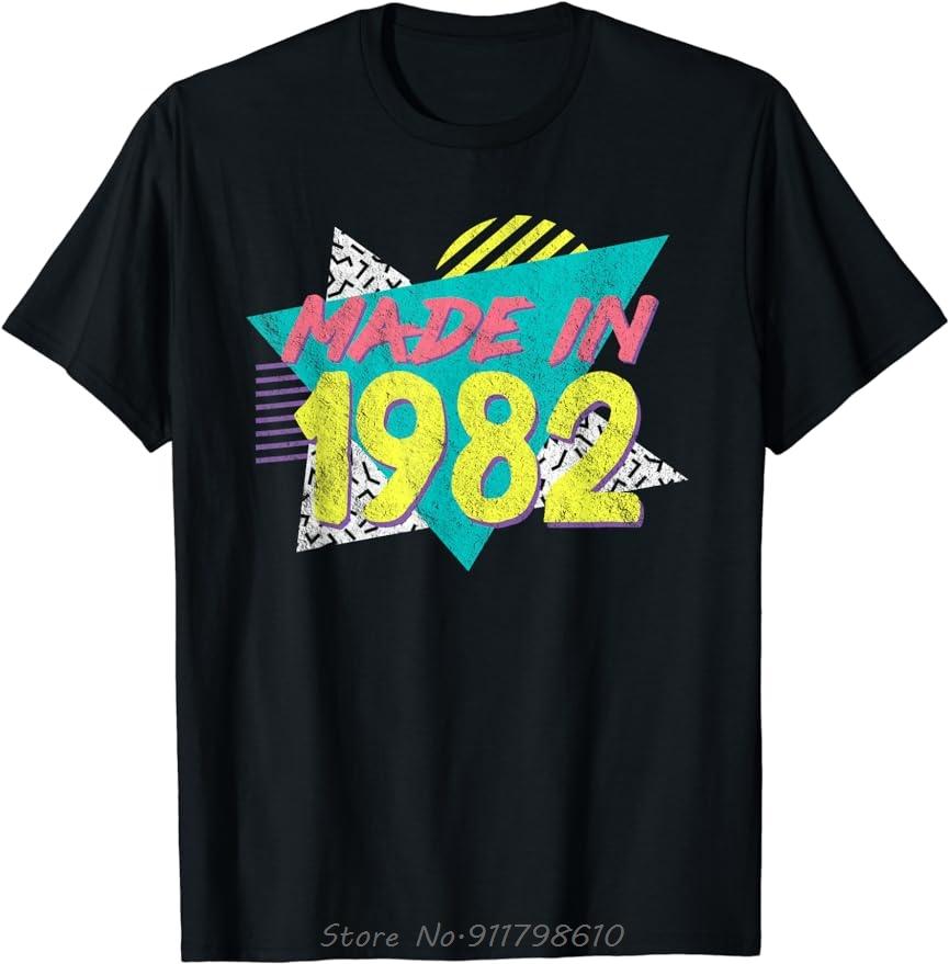 Vintage Born 1982 Retro Birthday Gifts T-Shirt Birthday Gifts O-Neck Oversized Unisex Tshirt Men's Clothing Fitness Tshirt Tees