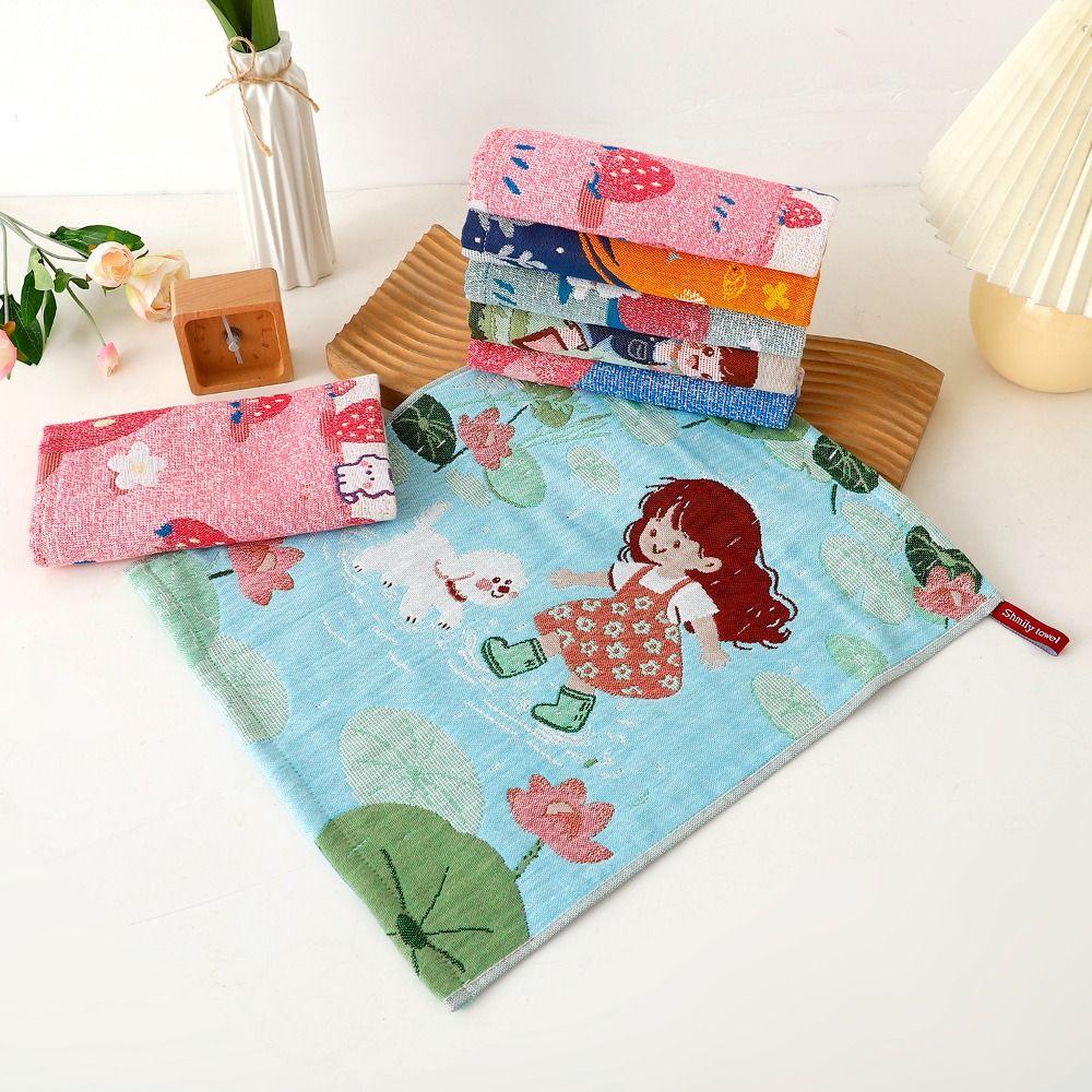 34x40cm Large Hand Towel Cartoon Quick Dry Pure Cotton Dish Cloth Decorative 4 Layer Cotton Gauze Handkerchief Towel