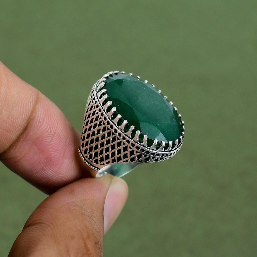 Facettierter Sambischer Smaragd Ring 925er Sterlingsilber Ring Elegantes Schmuckstück Echter Edelstein Ring Handgefertigter Ring Geschenke Für Sie Erhältlich In Ringgröße