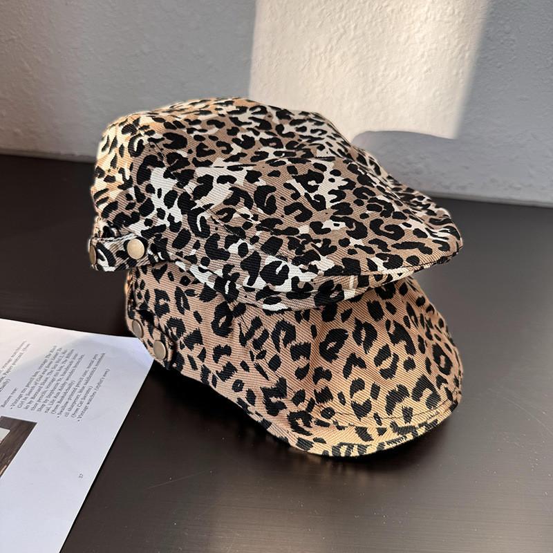 Leopard Edgy Retro Print Duckbill Cap Ventilation Summer Autumn Travel Hats