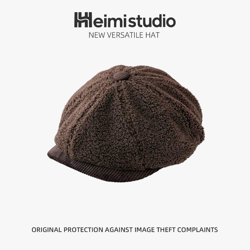 25 Early Autumn New Versatile Knitted High-quality Wool Plush Forward Hat Solid Color High-end Hat Women