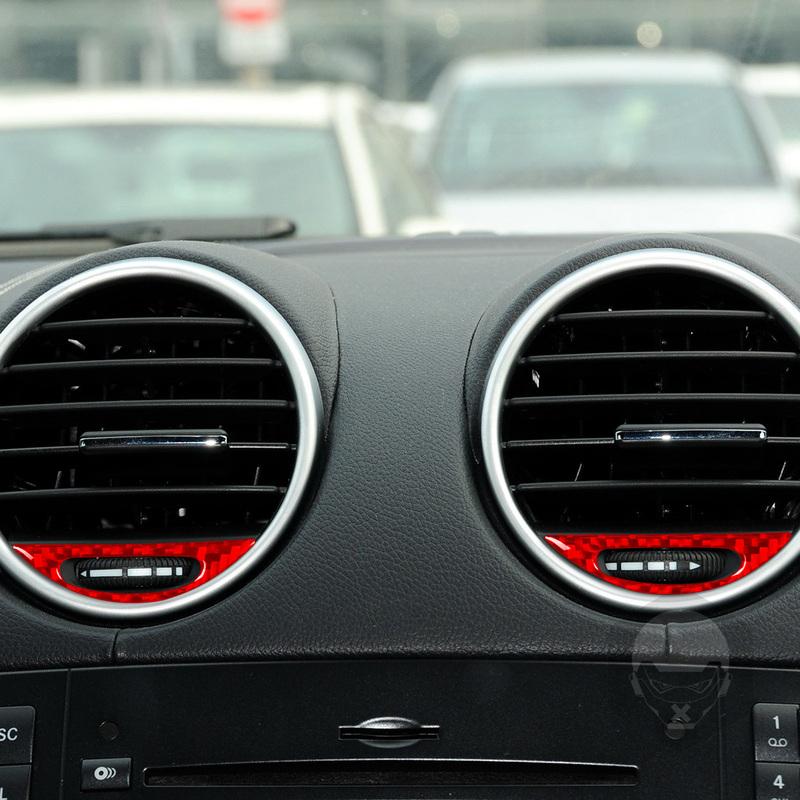 Red Carbon Fiber Air Conditioner Outlet Trim Cover Car Interiors Accessories Decoration Sticker For Benz M-class W164 2005-2011