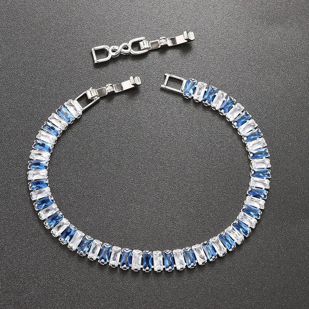 Rectangle Zirconia Zircon Chain Bracelet Rainbow Hand Chain New Crystal Bangles Jewelry