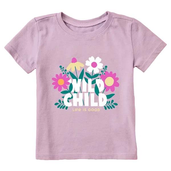 Life is Good. Toddler Wild Child Flowers Short Sleeve Crusher Tee, Violet Purple S