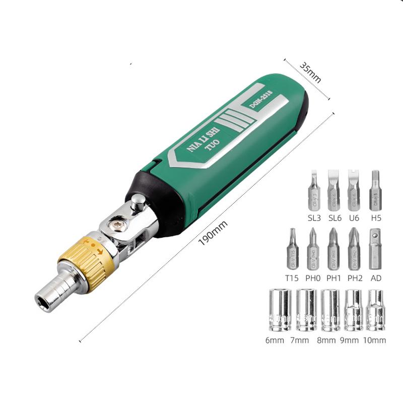 

1/4 Ratchet Handle Screwdriver Tool Bendable Multi-Functional Hexagonal Screwdriver Household Screwdriver Taper зелений