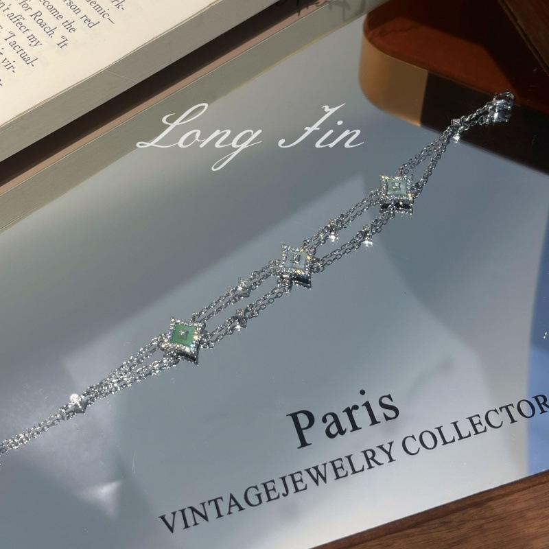 Shining Star Series Set Necklace Bracelet Earrings Fritillary Quadrangle Diamond High-End Jewelry Live Special For